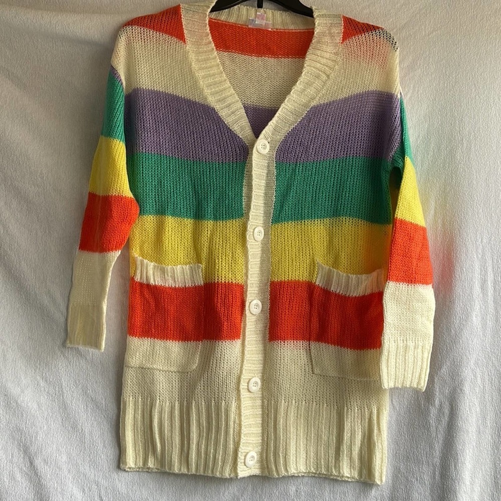 Nwot Lularoe Multi Color Button Down Sweater. - image 2